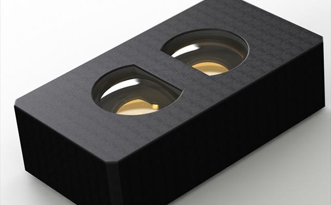 Example of a proximity sensor with IR emitter lens and separate lens to project receiving signal to the sensor (both lenses in EXTEM™ resin) Example of a proximity sensor with IR emitter lens and separate lens to project receiving signal to the sensor (both lenses in EXTEM™ resin)
