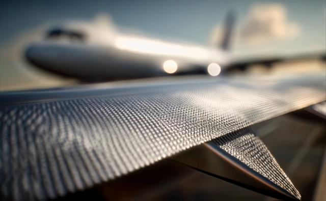 Airplane wing component made with carbon fiber composites. (SABIC)