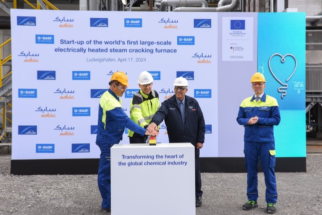 BASF, SABIC, and Linde celebrate the start-up of the world's first large-scale electrically heated steam cracking furnace